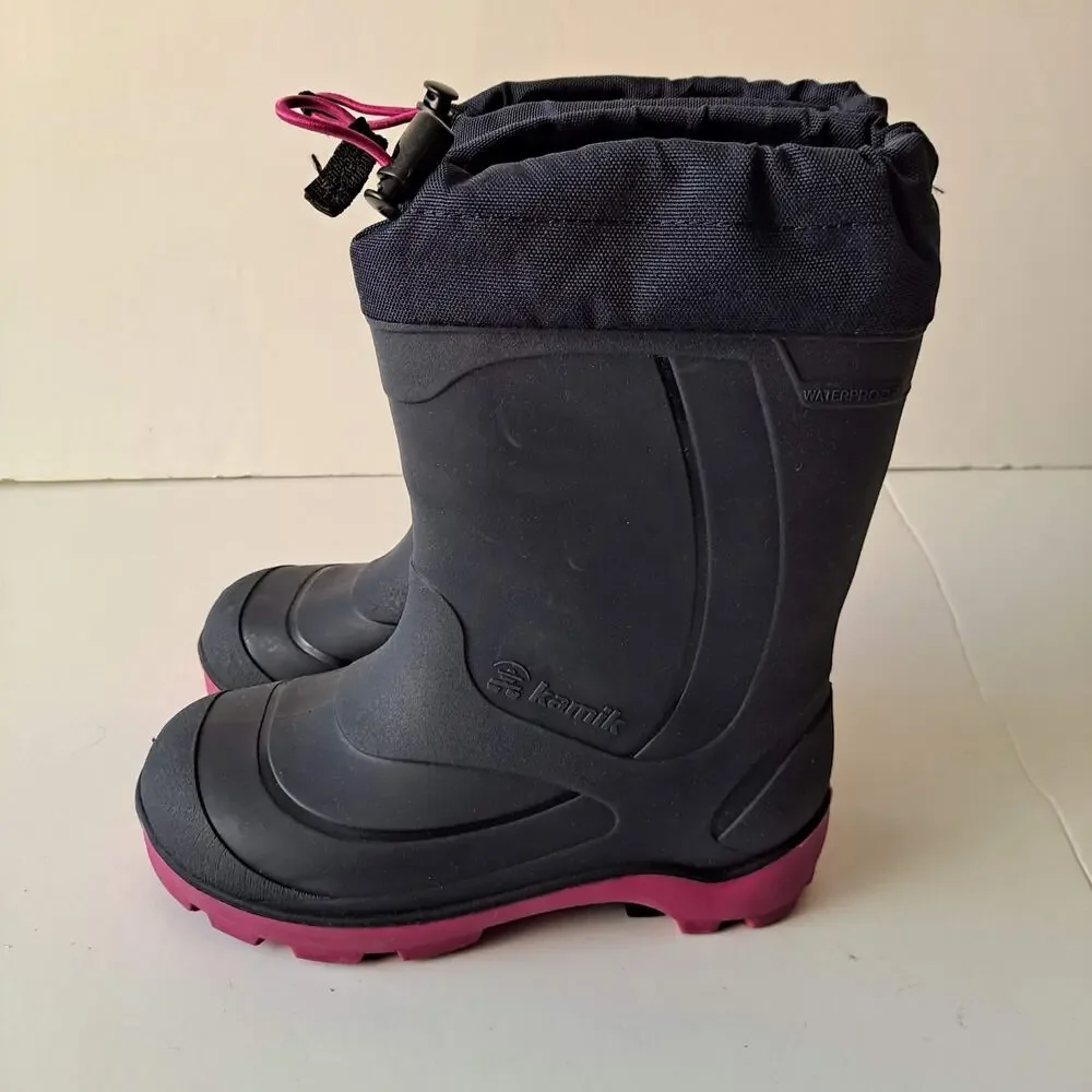 Kamik Snobuster1 Insulated Waterproof Snow Boots Navy Magenta Kids Girls Size 1